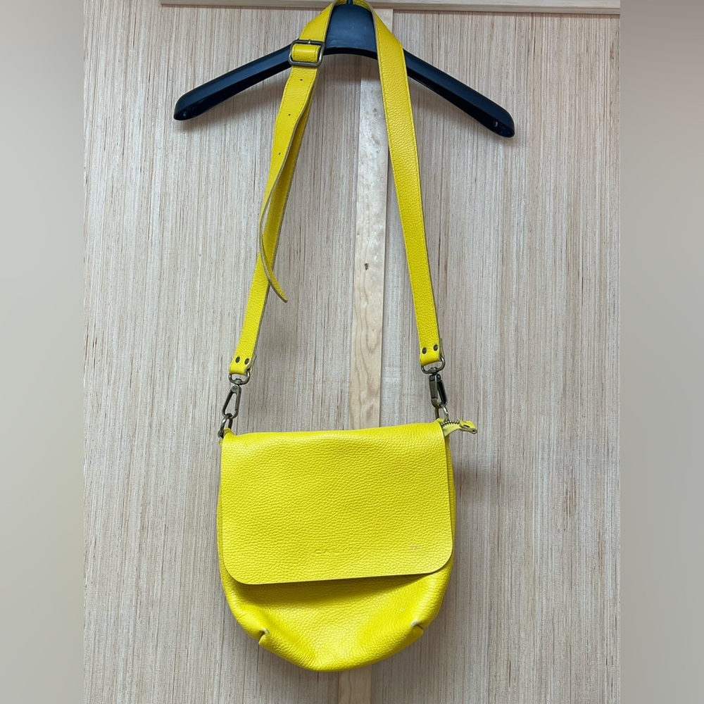 Custom Made Yellow  Leather Crossbody Bag